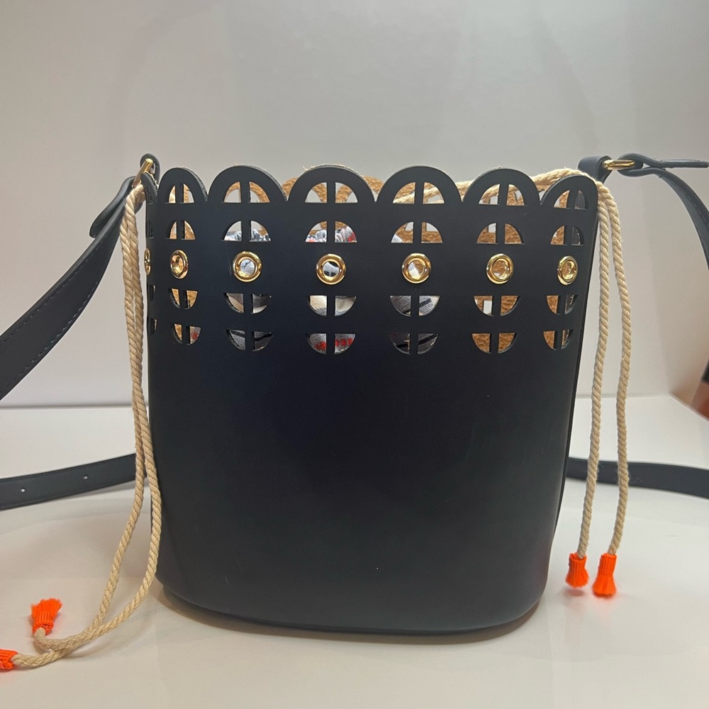 Stella & Dot Black Crossbody Bag with Gold Accents